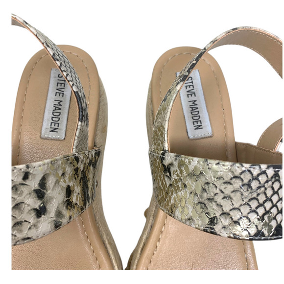 Steve Madden Fifer Sz 9 Flatform Platform Sandals Espadrille Snake Vegan Leather - Picture 6 of 9